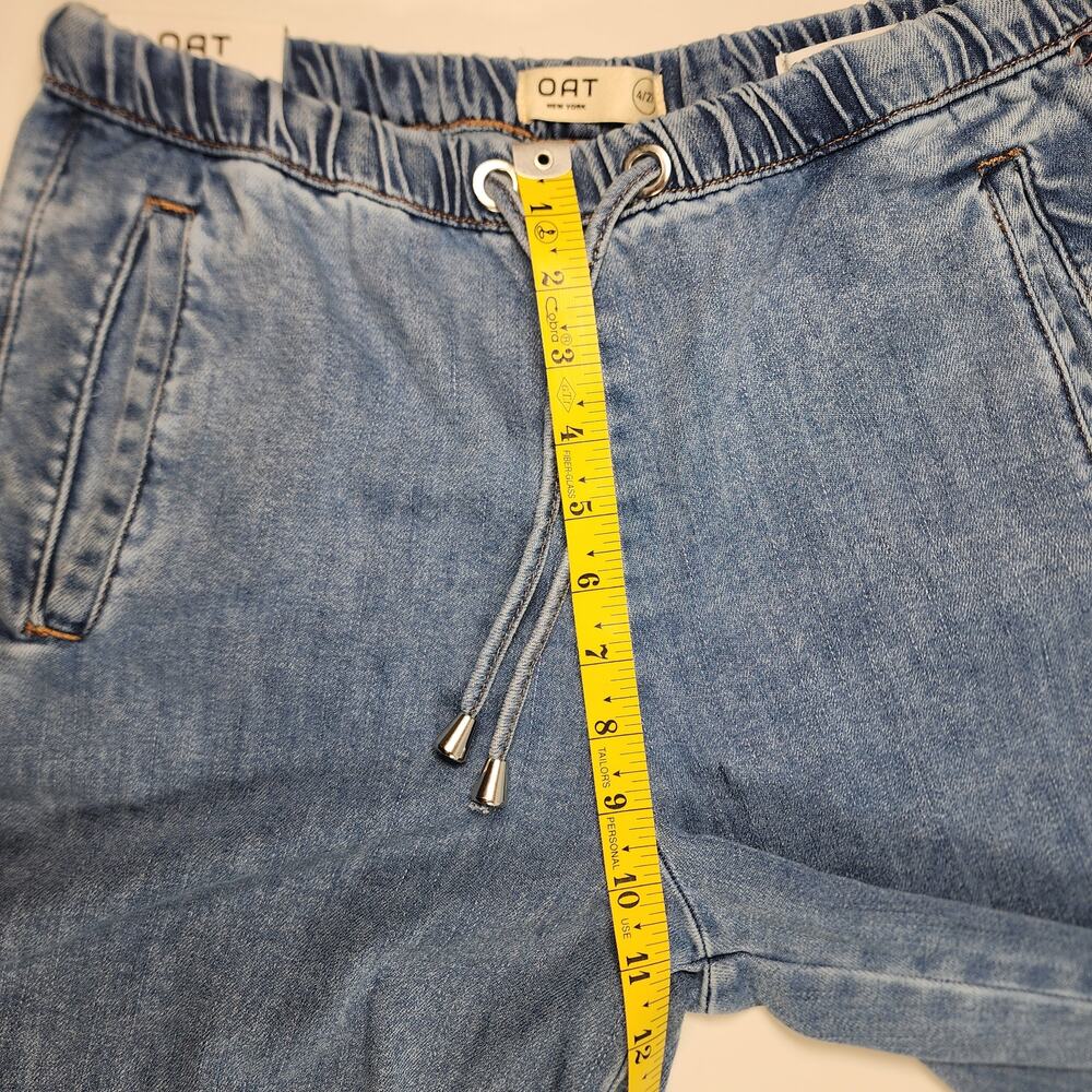 OAT NY Wide Leg Jeans Elastic Waist Drawstring 4/27 NWT - Picture 3 of 15